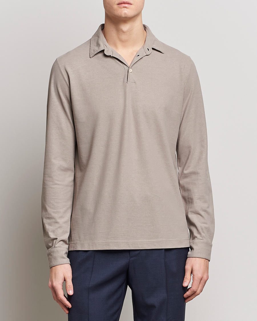 Homme | Pulls Et Tricots | Zanone | Ice Cotton Long Sleeve Polo Beige