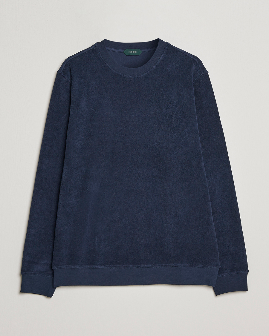 Homme | Pulls Et Tricots | Zanone | Terry Cotton Crew Neck Navy