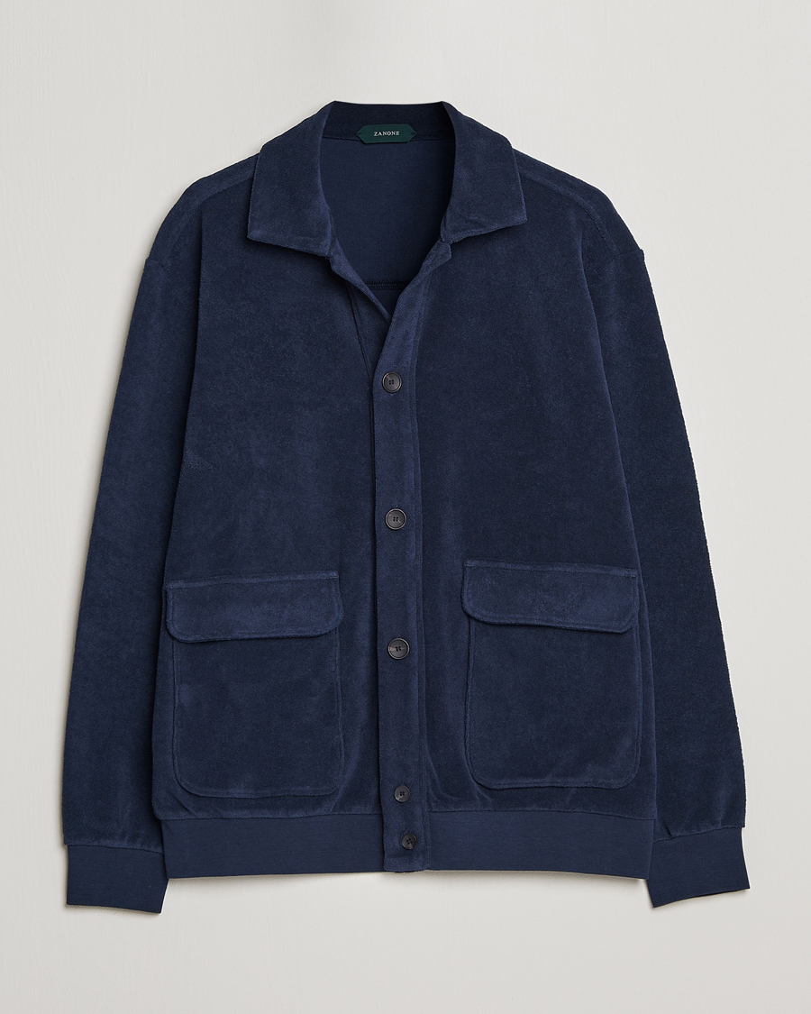 Homme | Pulls Et Tricots | Zanone | Terry Cotton Jersey Jacket Navy