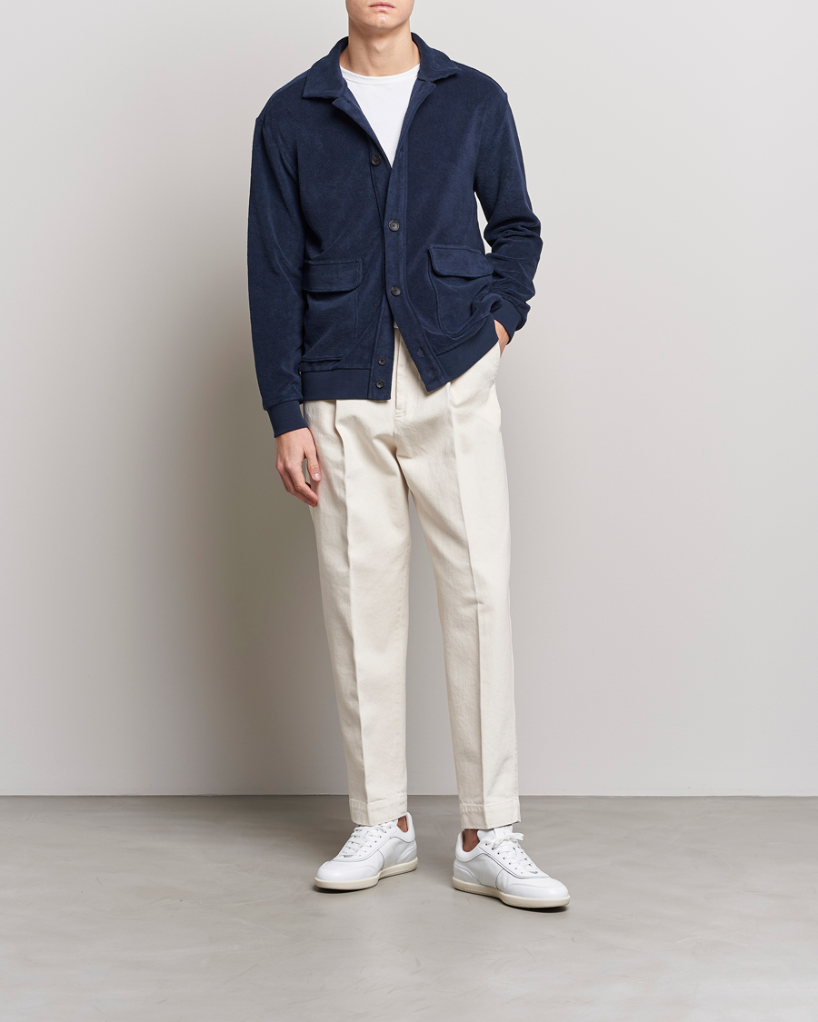 Homme | Pulls Et Tricots | Zanone | Terry Cotton Jersey Jacket Navy