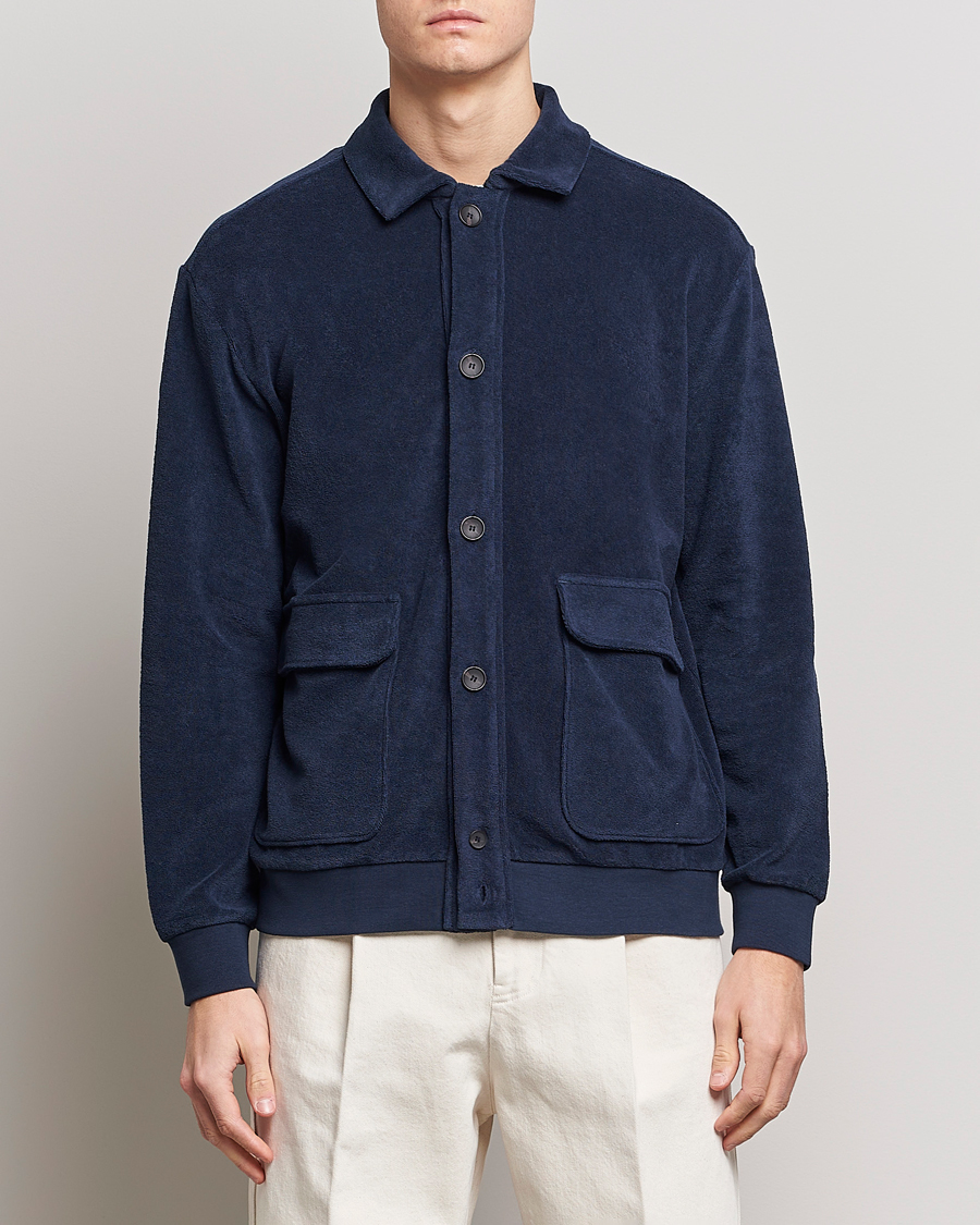 Homme | Pulls Et Tricots | Zanone | Terry Cotton Jersey Jacket Navy