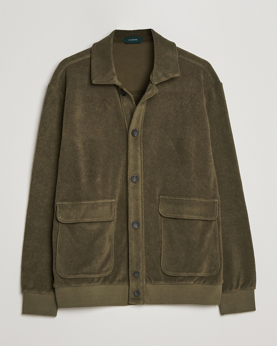 Homme | Pulls Et Tricots | Zanone | Terry Cotton Jersey Jacket Dark Olive