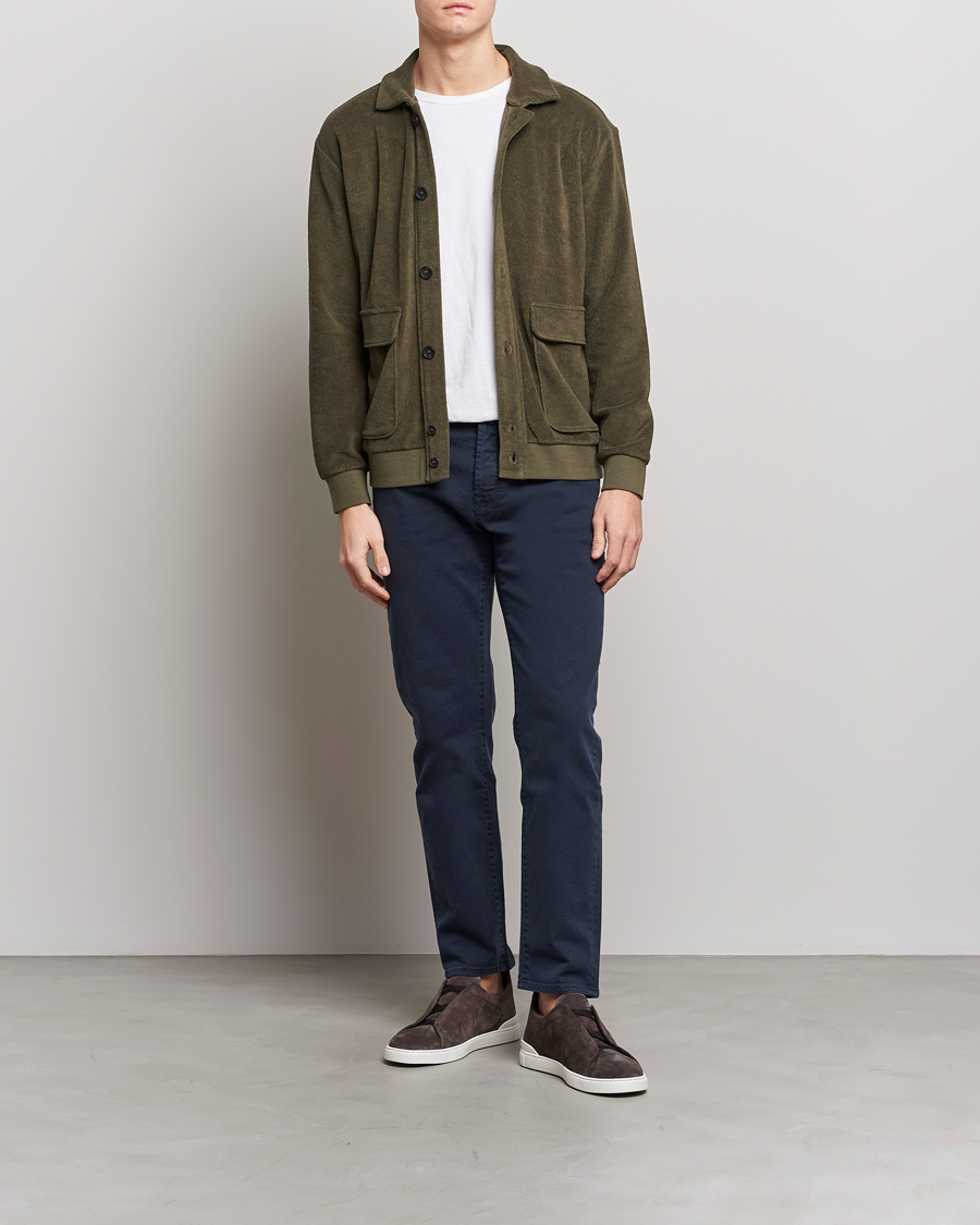 Homme | Pulls Et Tricots | Zanone | Terry Cotton Jersey Jacket Dark Olive