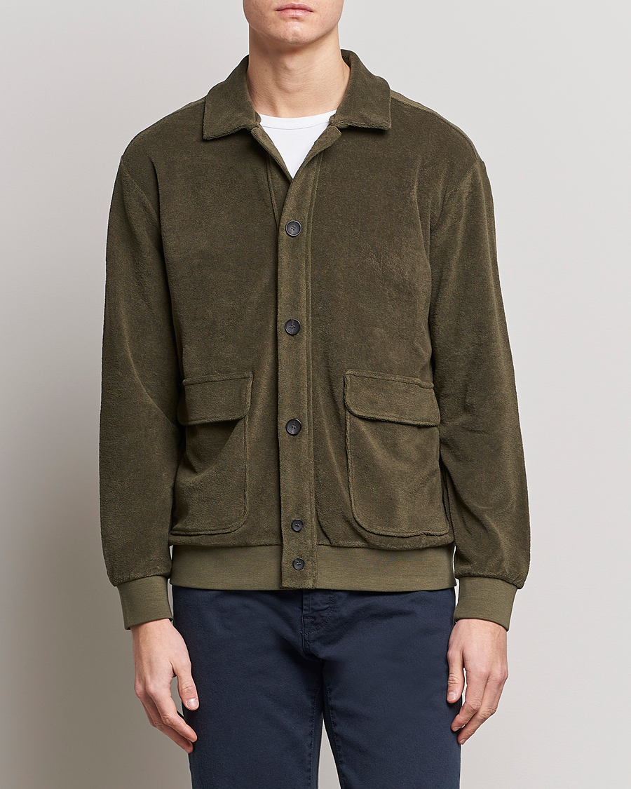 Homme | Pulls Et Tricots | Zanone | Terry Cotton Jersey Jacket Dark Olive