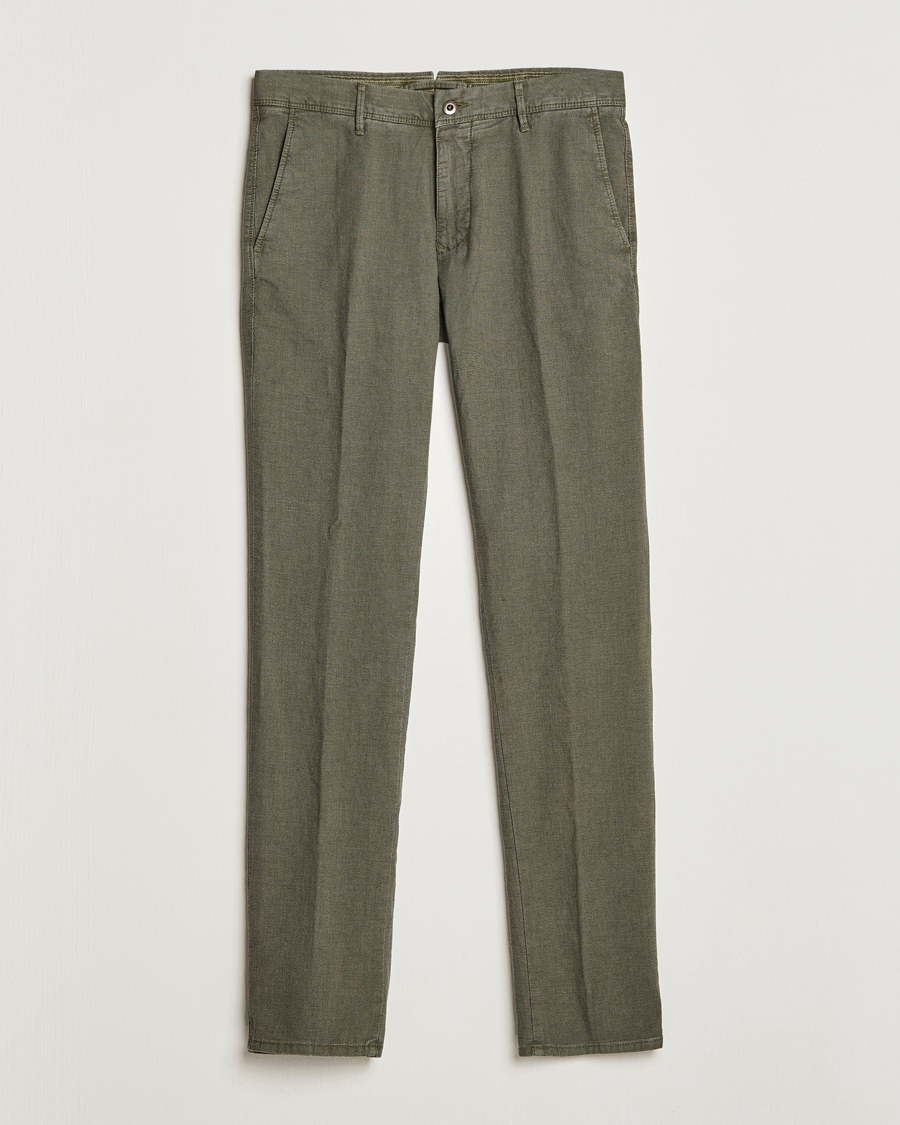 Homme | Pantalons | Incotex | Slim Fit Overdyed Pattern Slacks Dark Green