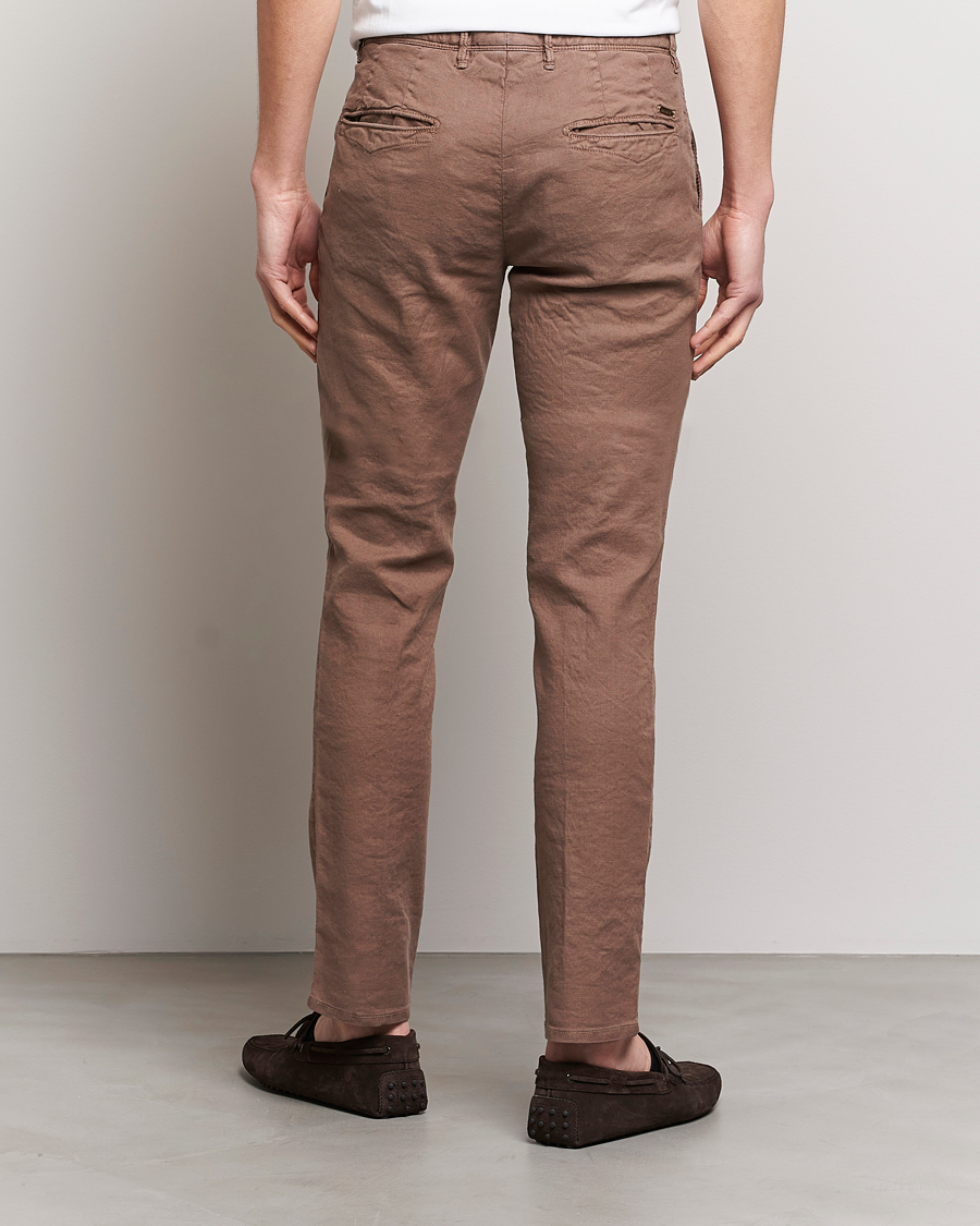 Homme | Pantalons | Incotex | Slim Fit Cotton/Linen Slacks Brown