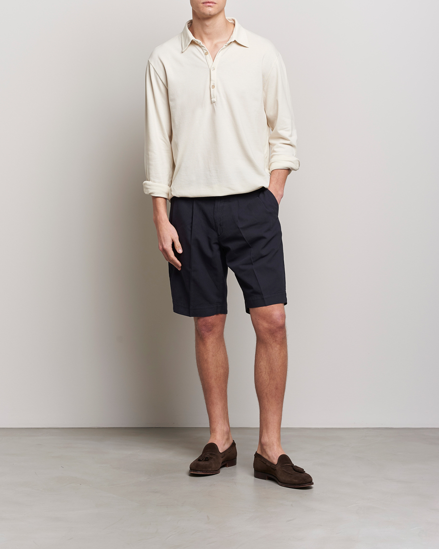 Homme | Shorts | Incotex | Pleated Chinolino Shorts Navy