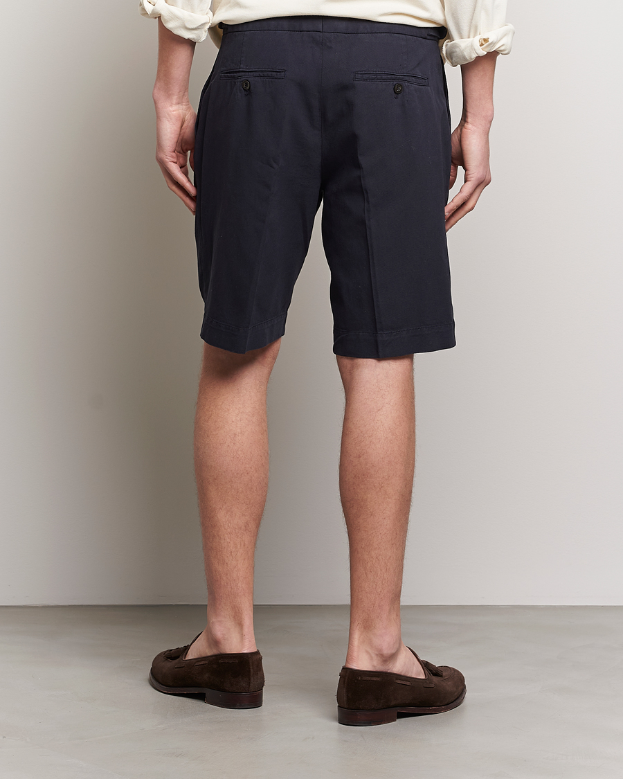 Homme | Shorts | Incotex | Pleated Chinolino Shorts Navy