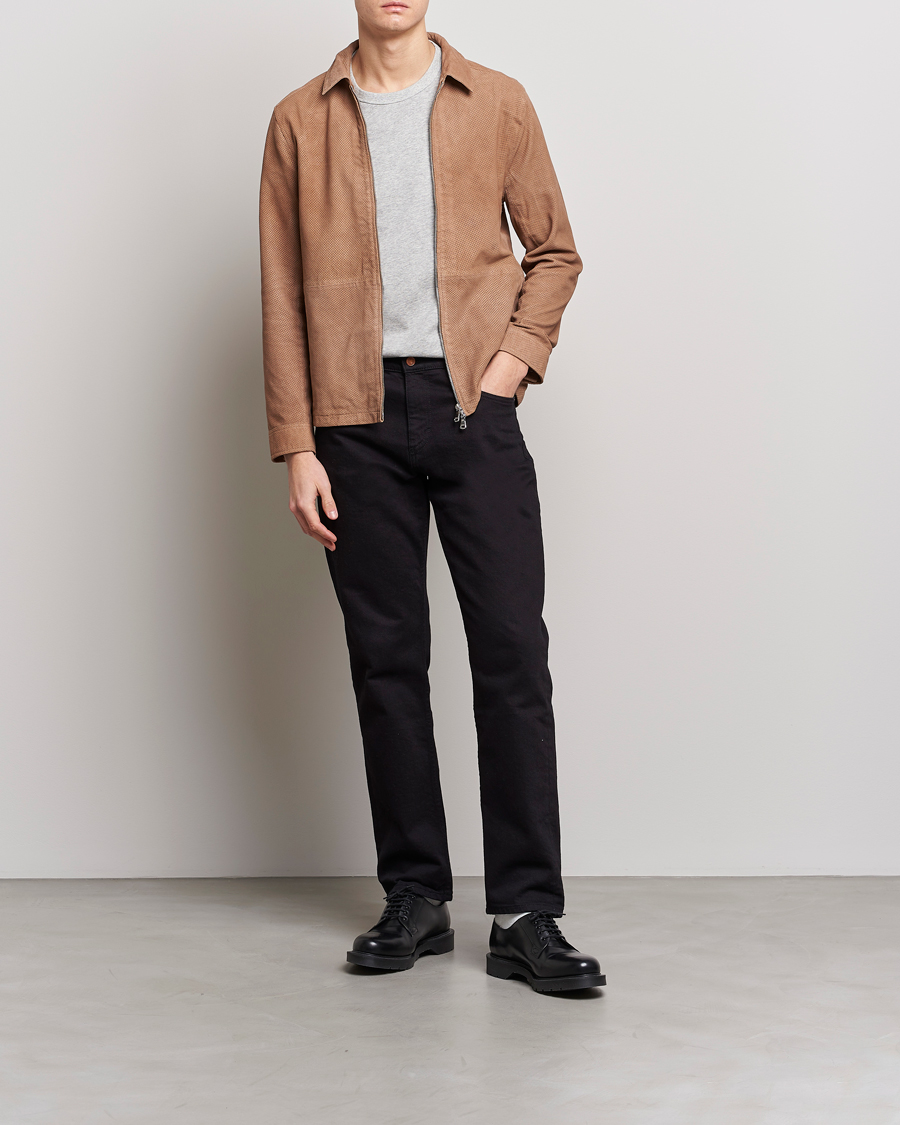 Homme | Manteaux Et Vestes | J.Lindeberg | Jonah Perforated Suede Overshirt Tiger Brown