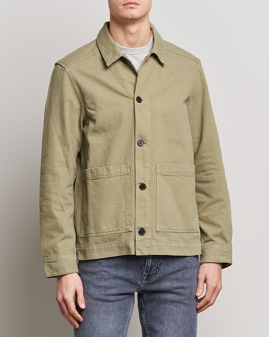 Homme | Chemises | J.Lindeberg | Lando Organic Twill Work Overshirt Aloe