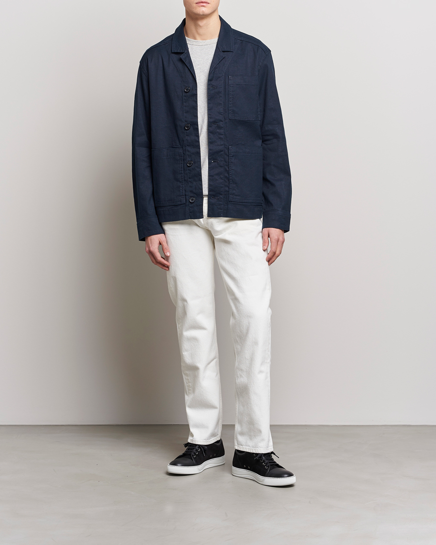 Homme | Chemises | J.Lindeberg | Errol Linen/Cotton Workwear Overshirt Navy