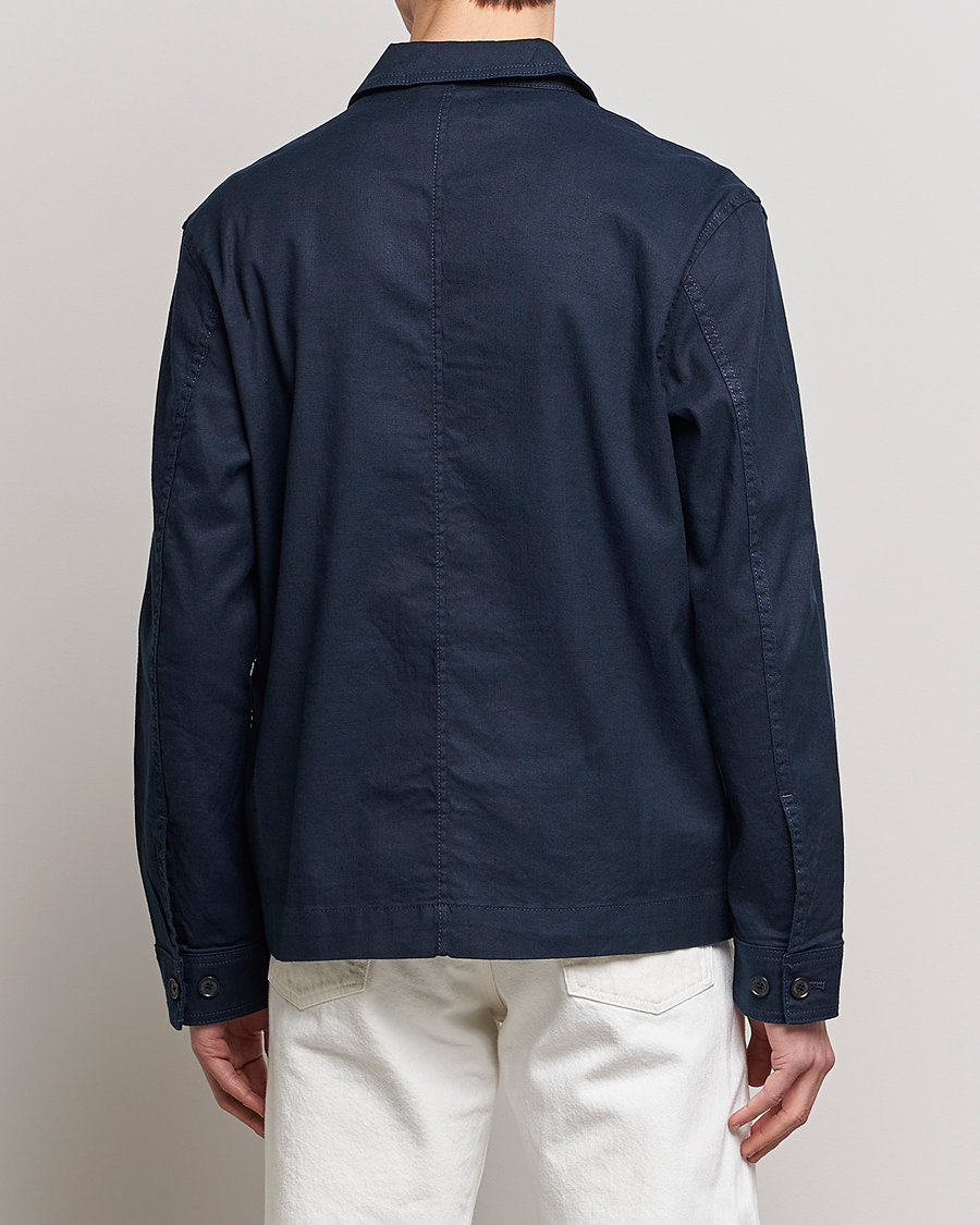 Homme | Chemises | J.Lindeberg | Errol Linen/Cotton Workwear Overshirt Navy