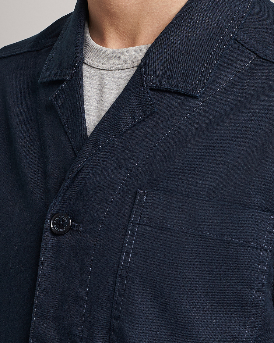 Homme | Chemises | J.Lindeberg | Errol Linen/Cotton Workwear Overshirt Navy