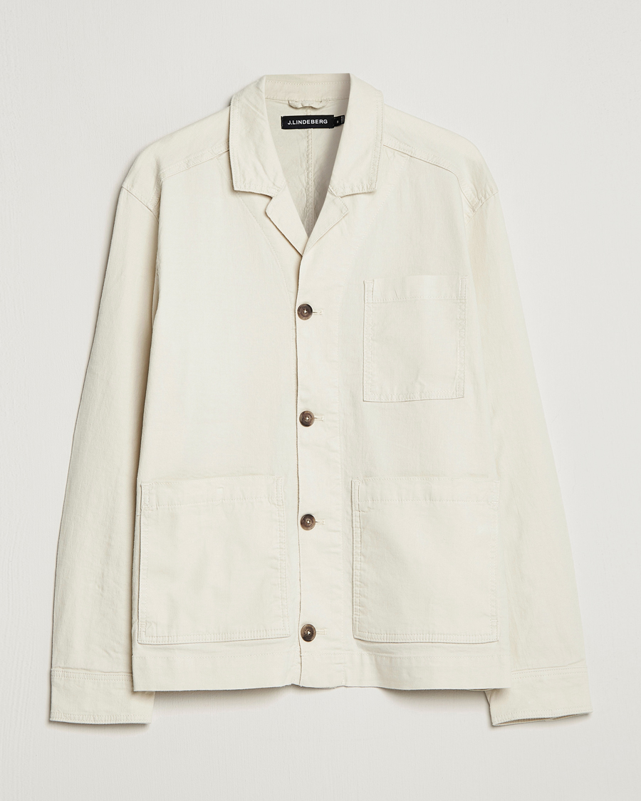Homme | Chemises | J.Lindeberg | Errol Linen/Cotton Workwear Overshirt Turtledove