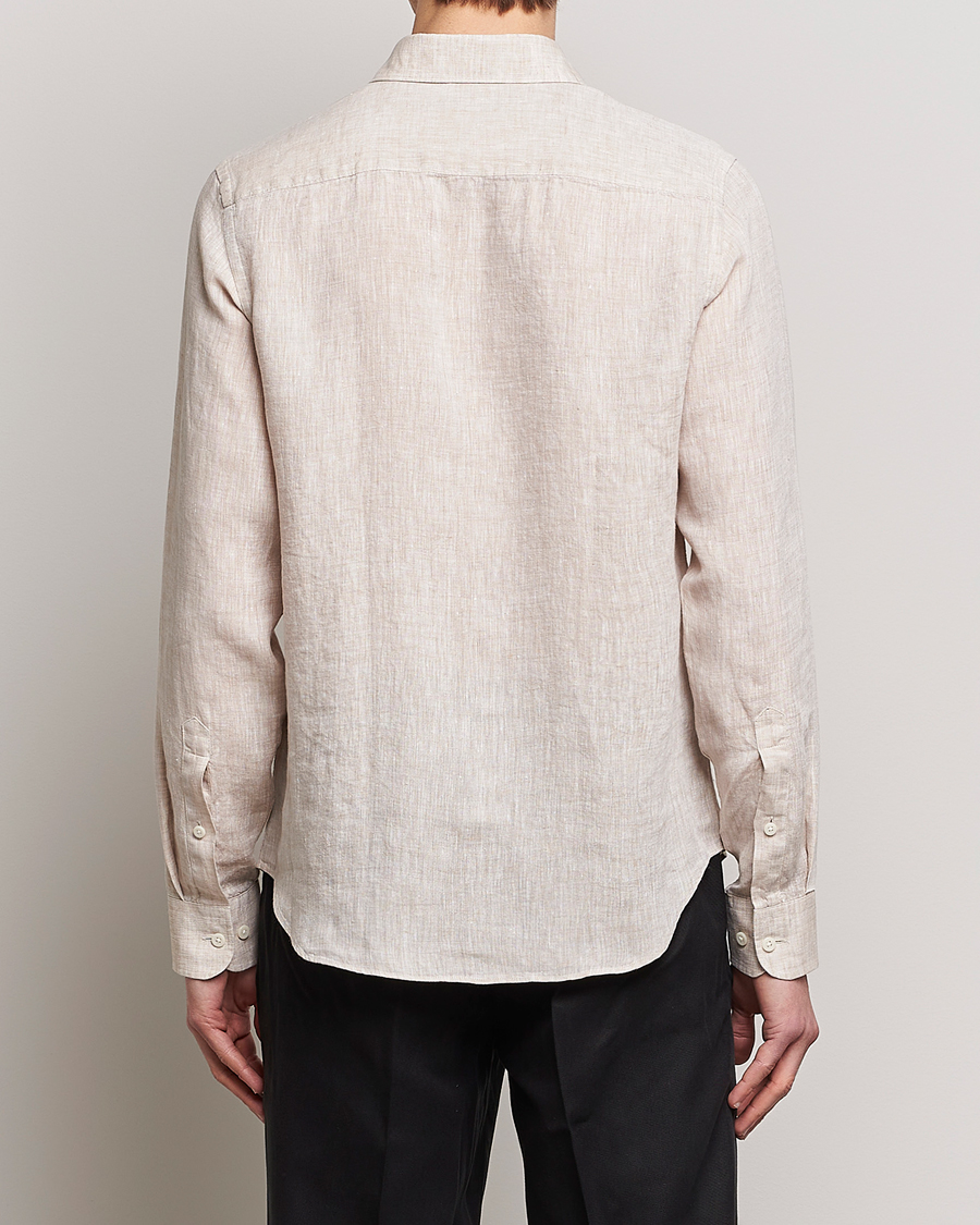 Homme | Chemises | J.Lindeberg | Slim Fit Linen Melange Shirt Safari Beige