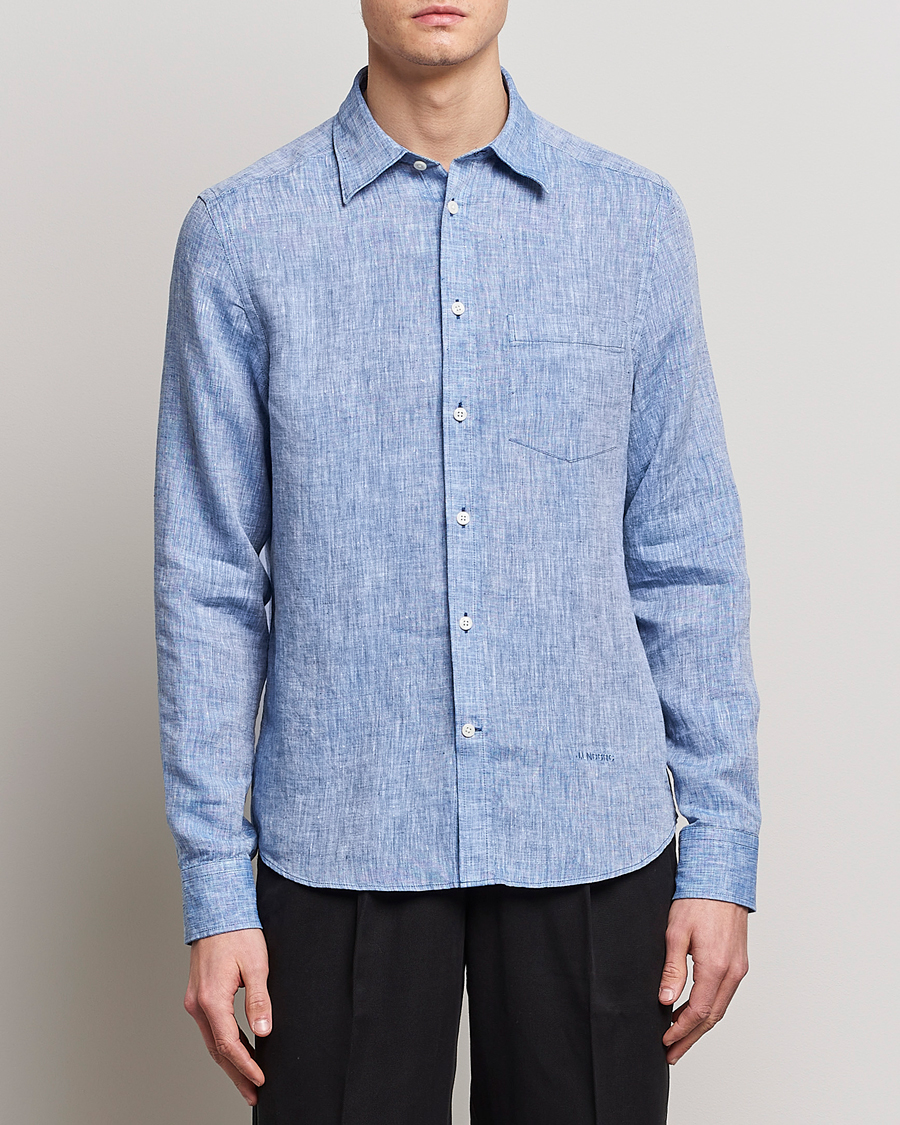 Homme | Chemises | J.Lindeberg | Slim Fit Linen Melange Shirt Lapis Blue
