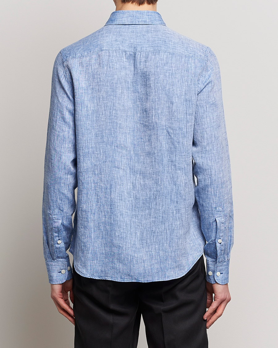 Homme | Chemises | J.Lindeberg | Slim Fit Linen Melange Shirt Lapis Blue