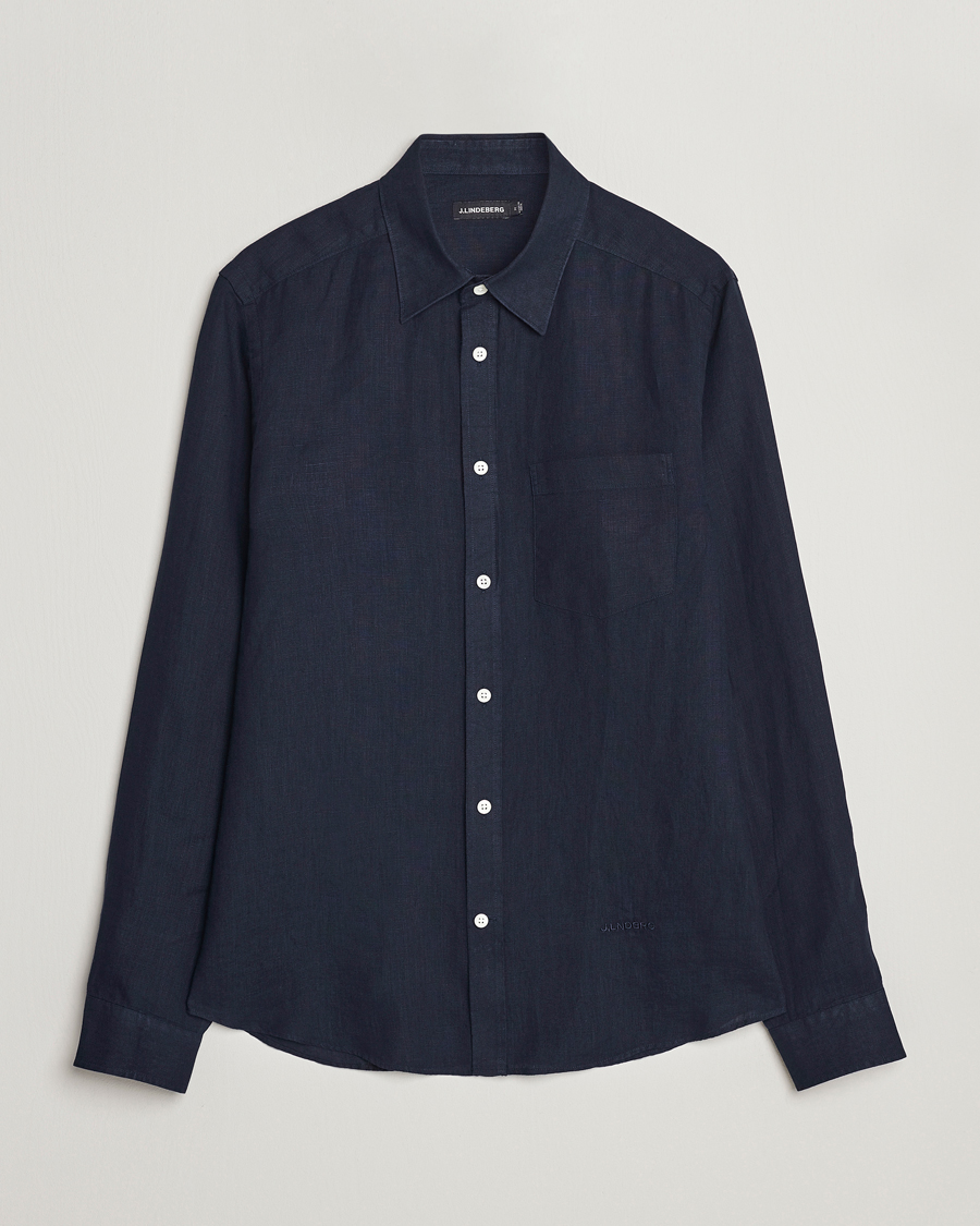 Homme | Chemises | J.Lindeberg | Slim Fit Clean Linen Shirt Navy
