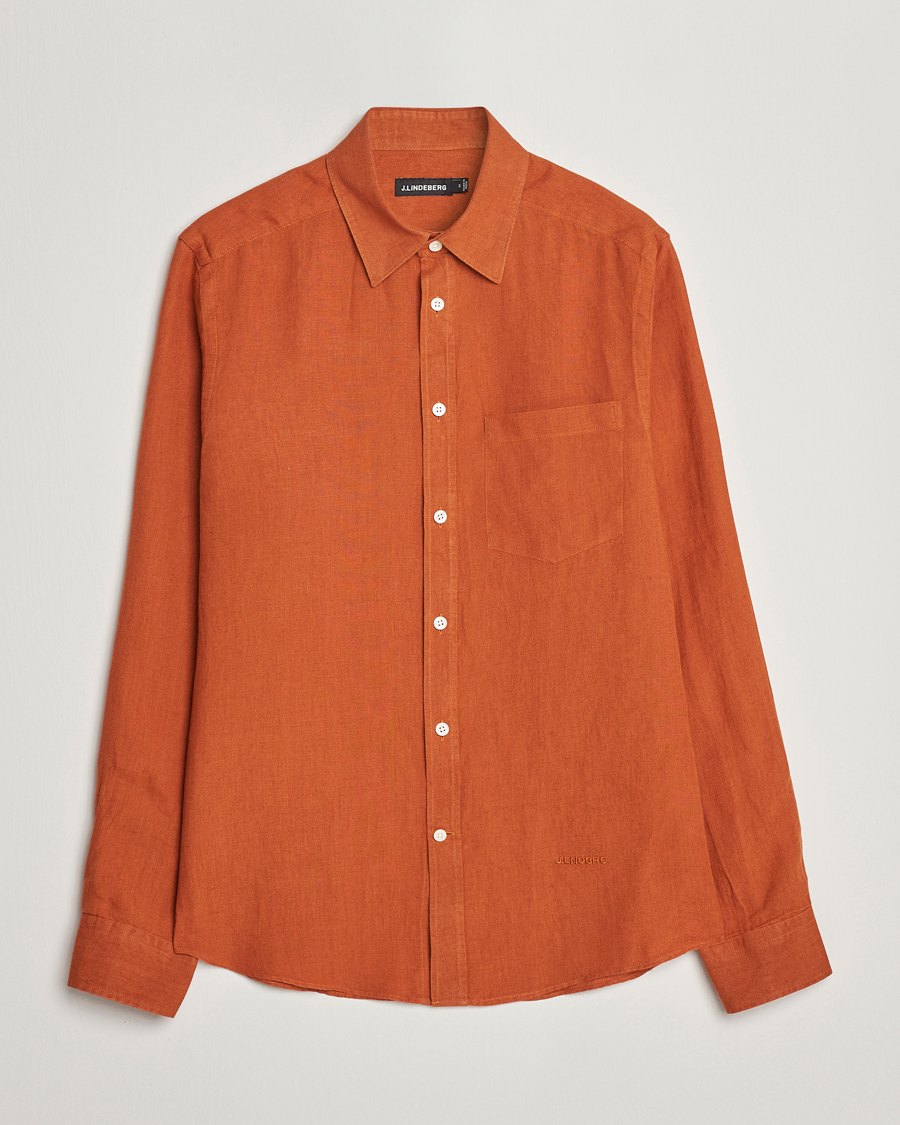 Homme | Chemises | J.Lindeberg | Slim Fit Clean Linen Shirt Bombay Brown