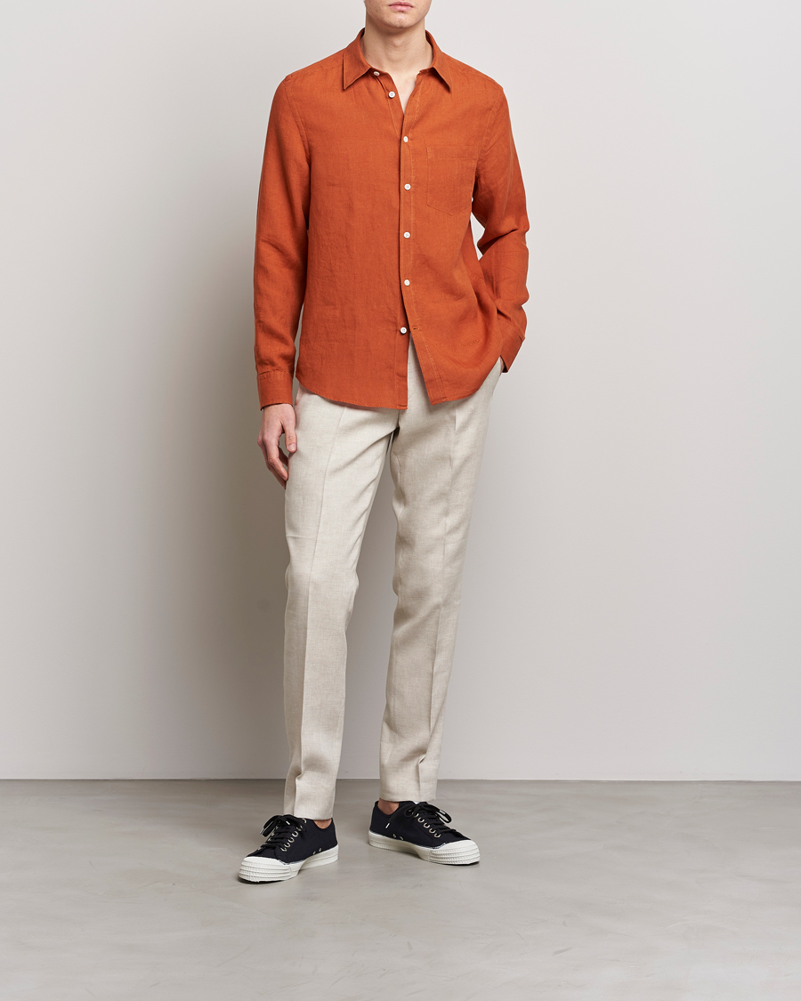 Homme | Chemises | J.Lindeberg | Slim Fit Clean Linen Shirt Bombay Brown