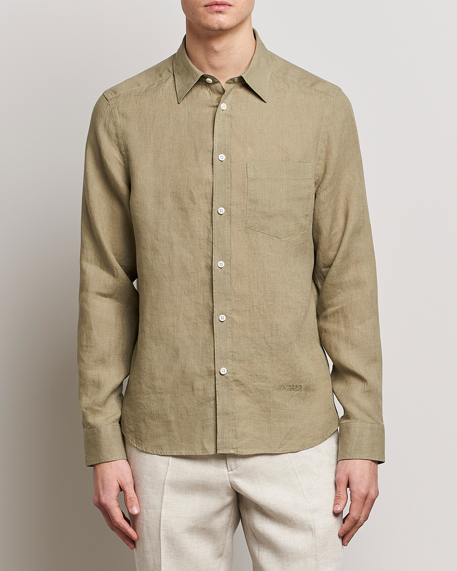 Homme | Chemises | J.Lindeberg | Slim Fit Clean Linen Shirt Aloe