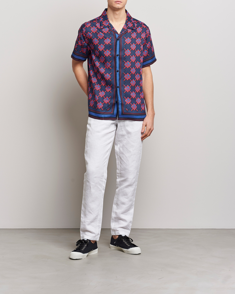 Homme | Chemises | J.Lindeberg | Elio Diamond JL Print Short Sleev Lyocell Shirt Navy