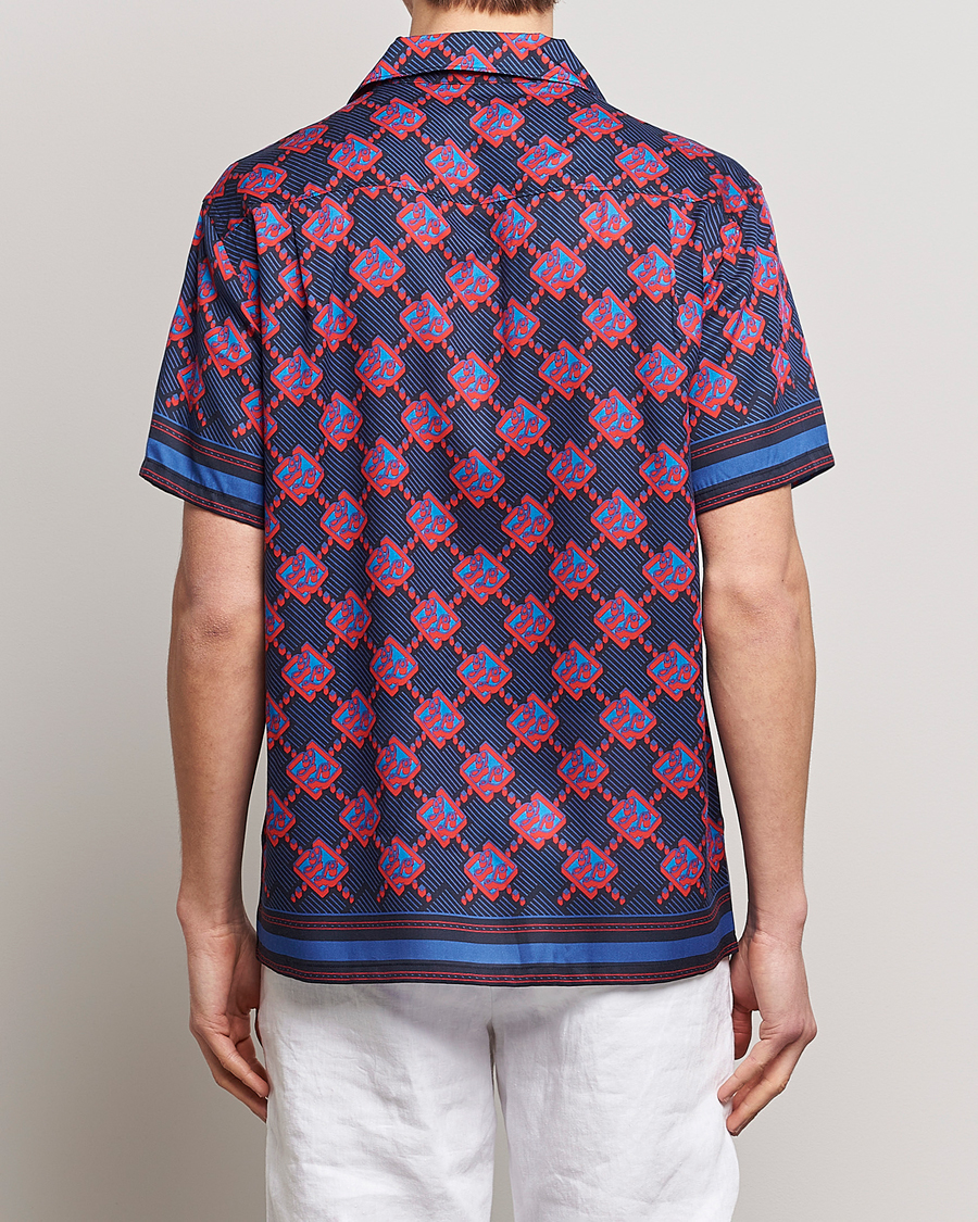 Homme | Chemises | J.Lindeberg | Elio Diamond JL Print Short Sleev Lyocell Shirt Navy