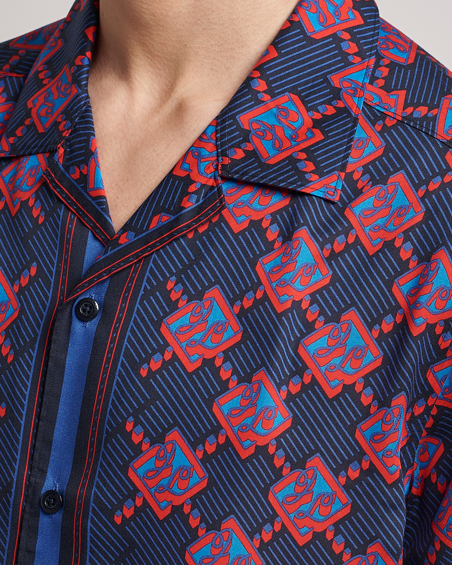 Homme | Chemises | J.Lindeberg | Elio Diamond JL Print Short Sleev Lyocell Shirt Navy