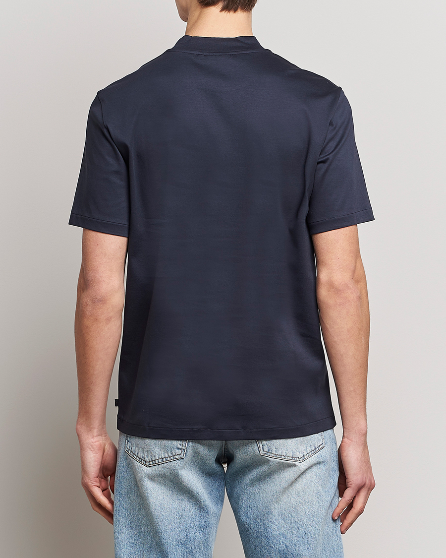 Homme | T-shirts | J.Lindeberg | Ace Mock Neck Mercerized Cotton T-Shirt Navy