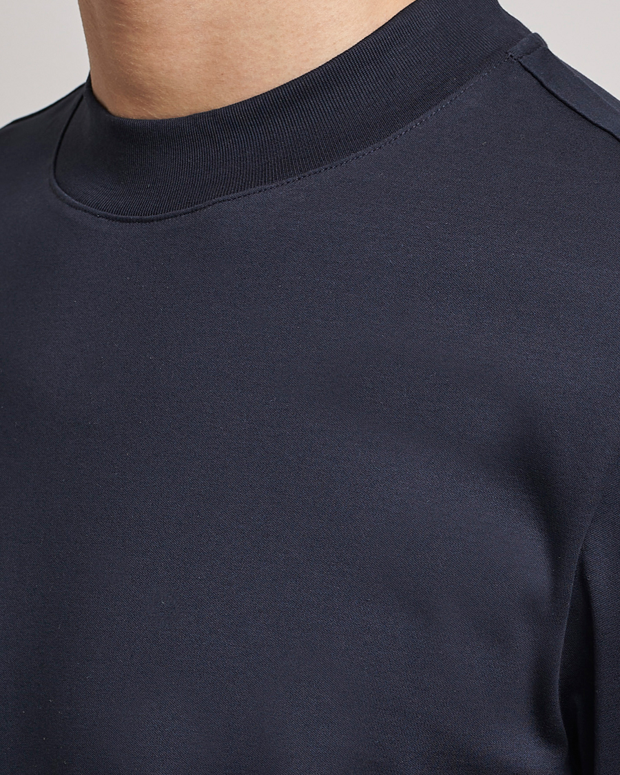 Homme | T-shirts | J.Lindeberg | Ace Mock Neck Mercerized Cotton T-Shirt Navy