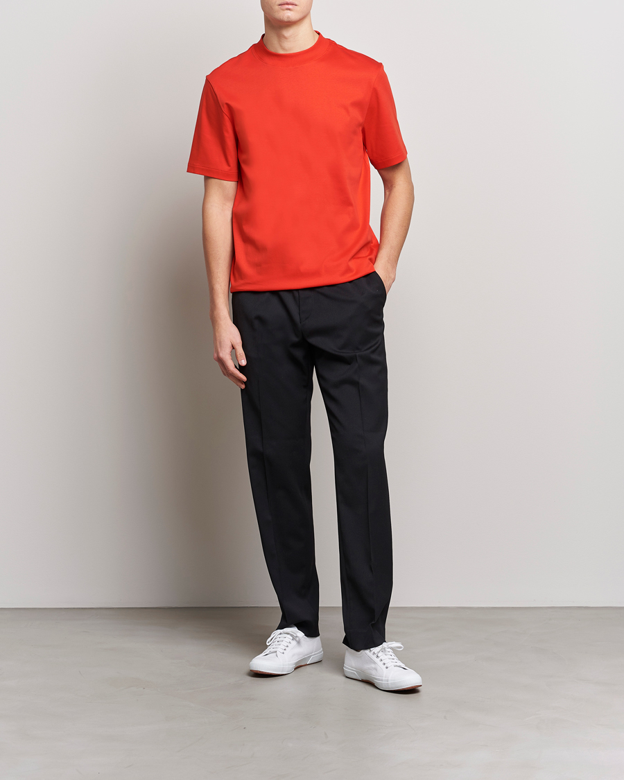 Homme | T-shirts | J.Lindeberg | Ace Mock Neck Mercerized Cotton T-Shirt Fiery Red