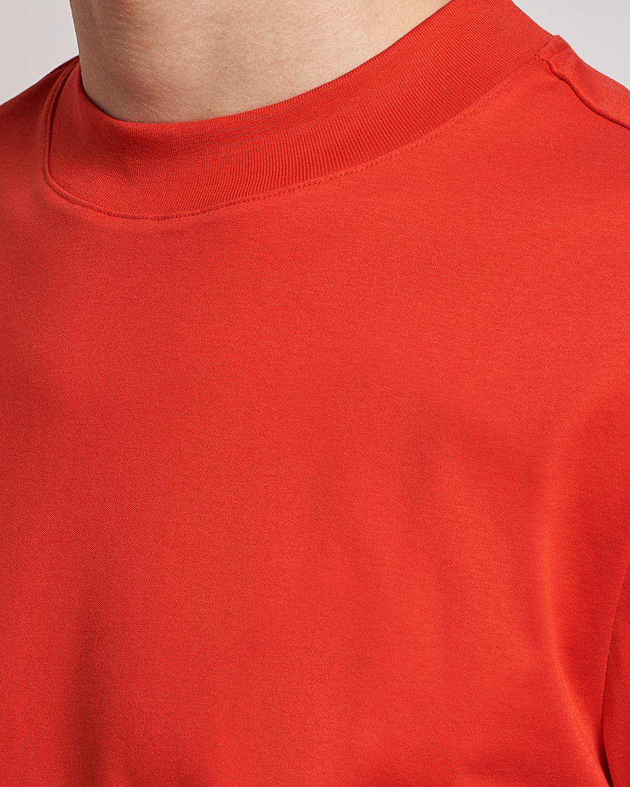 Homme | T-shirts | J.Lindeberg | Ace Mock Neck Mercerized Cotton T-Shirt Fiery Red