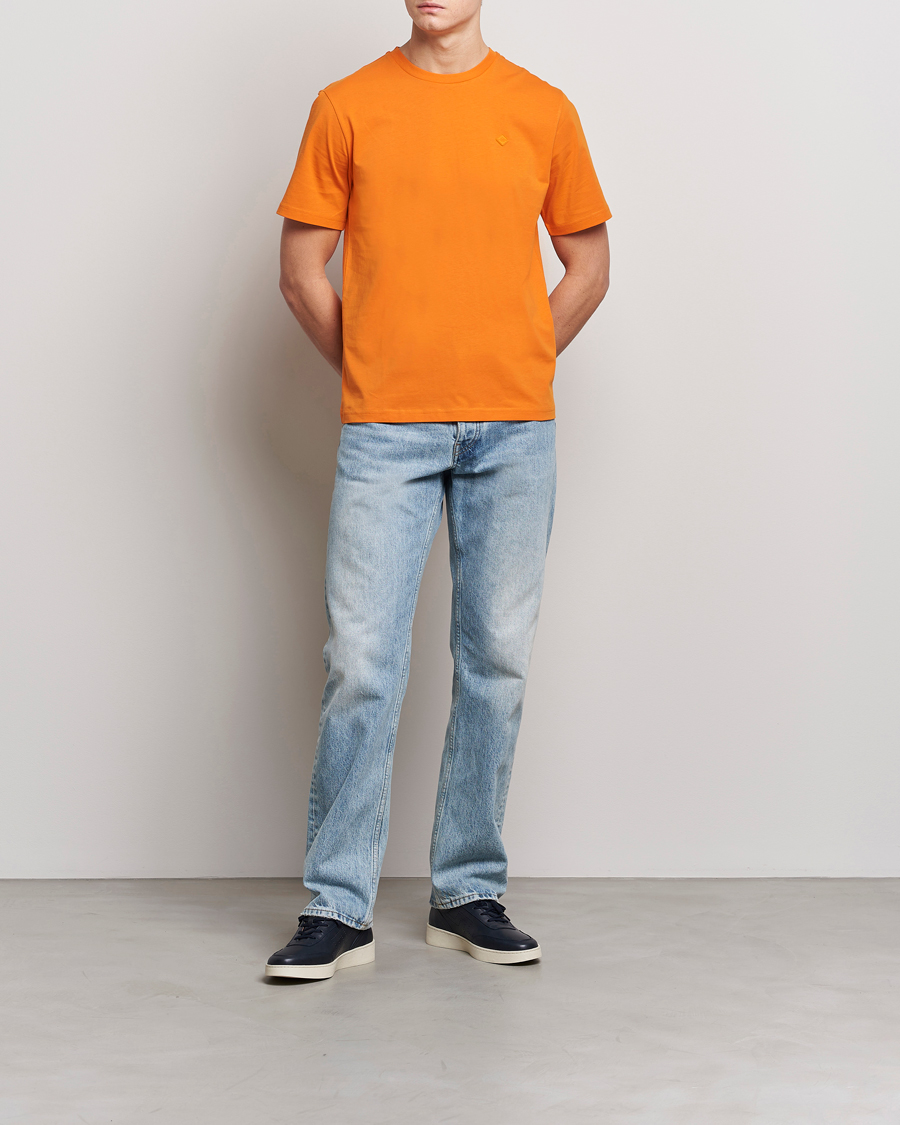 Homme | T-shirts | J.Lindeberg | Dale Organic Cotton Patch T-Shirt Russet Orange