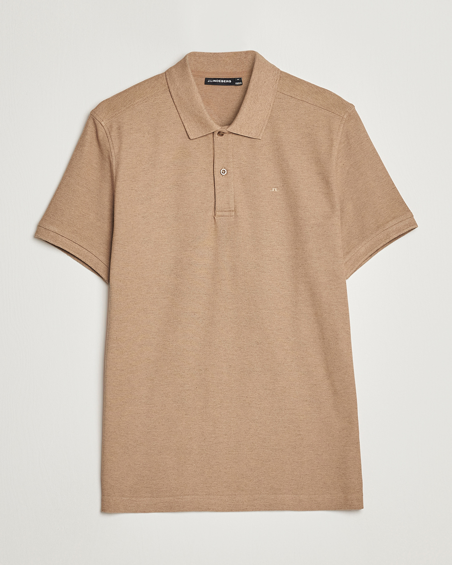 Homme | Polos | J.Lindeberg | Troy Clean Polo Tiger Brown Melange