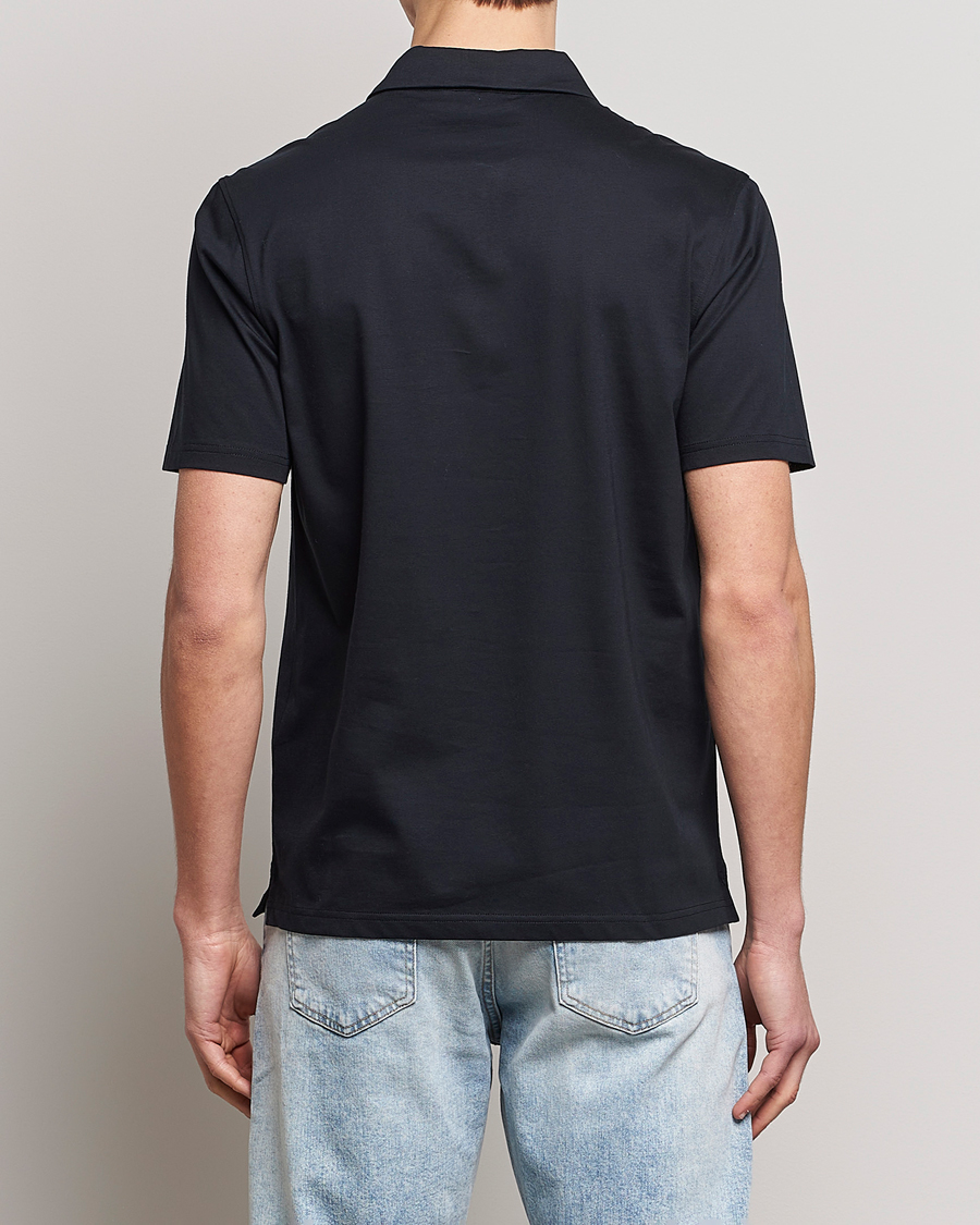 Homme | Polos | J.Lindeberg | Asher Zip Mercerized Cotton Polo Black