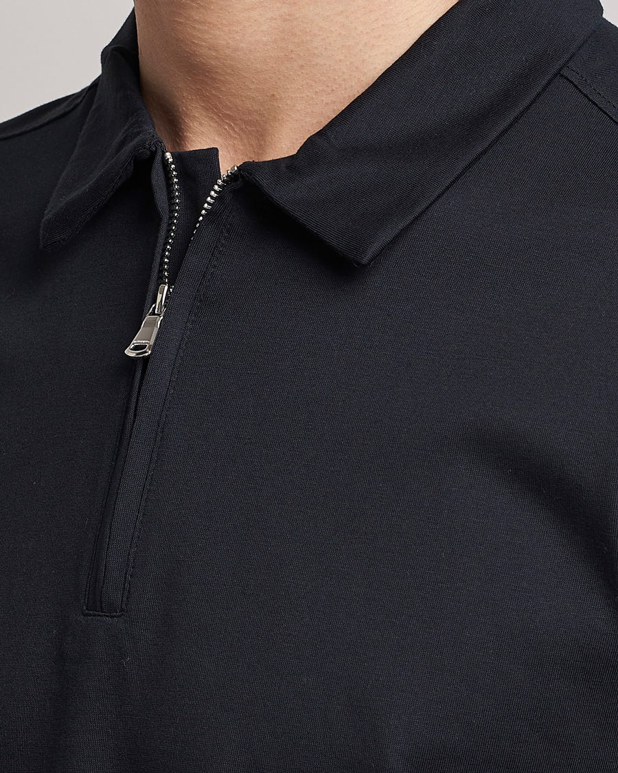 Homme | Polos | J.Lindeberg | Asher Zip Mercerized Cotton Polo Black