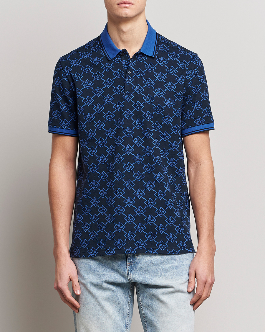 Homme | Polos | J.Lindeberg | Deklan Organic Cotton Jacquard Polo Navy