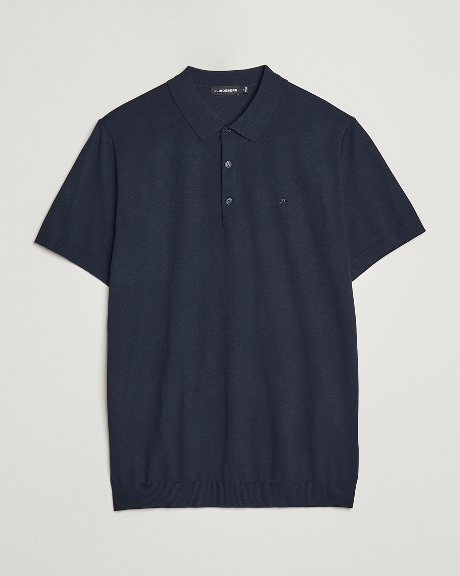 Homme | Polos | J.Lindeberg | Ridge Rayon Silk Polo Navy