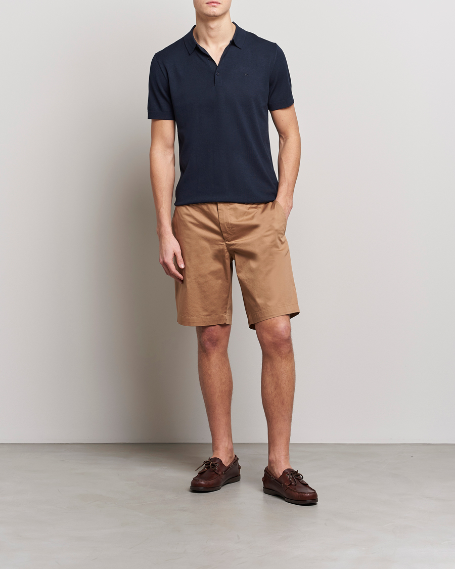 Homme | Polos | J.Lindeberg | Ridge Rayon Silk Polo Navy