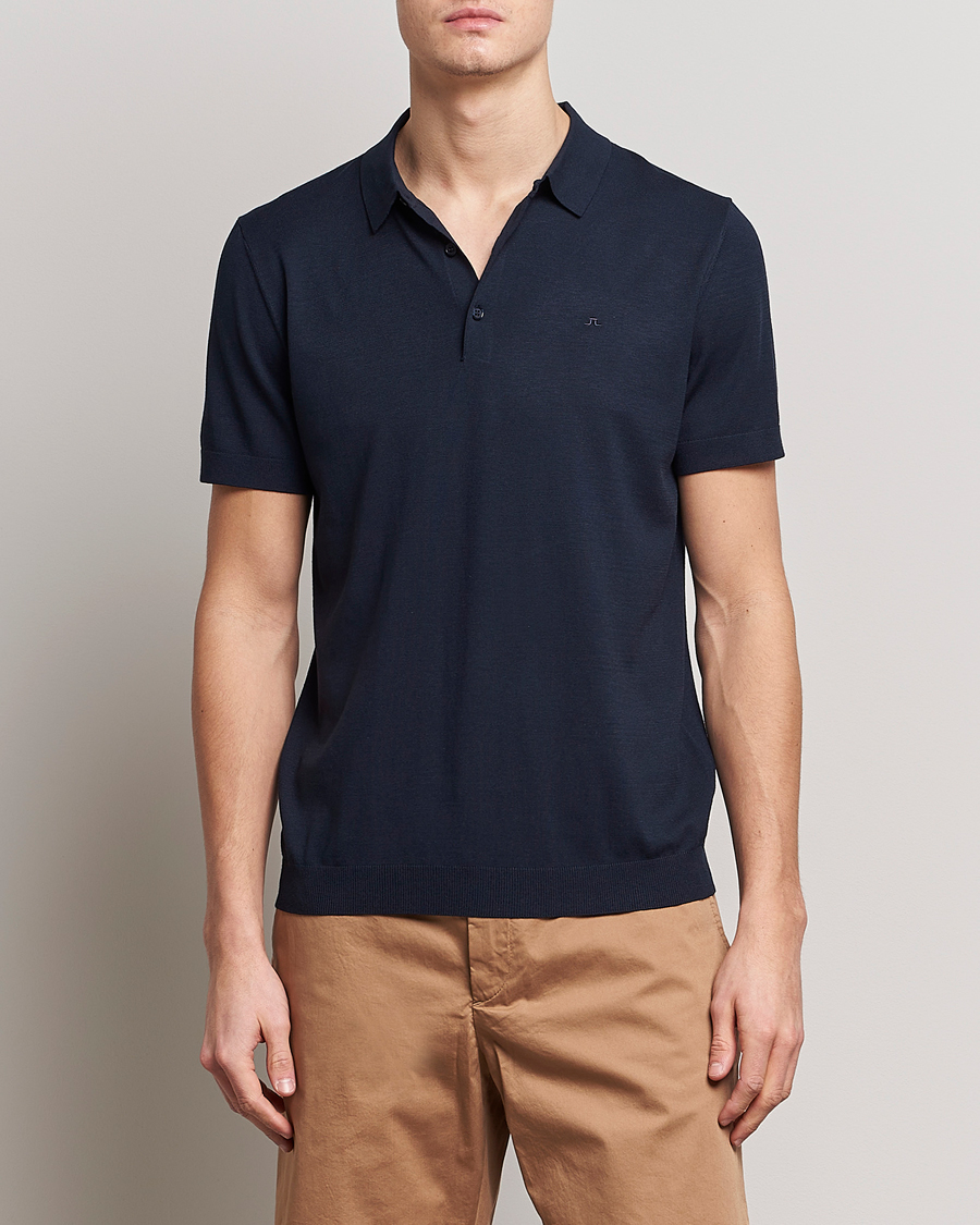 Homme | Polos | J.Lindeberg | Ridge Rayon Silk Polo Navy