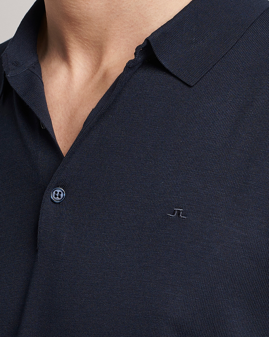 Homme | Polos | J.Lindeberg | Ridge Rayon Silk Polo Navy
