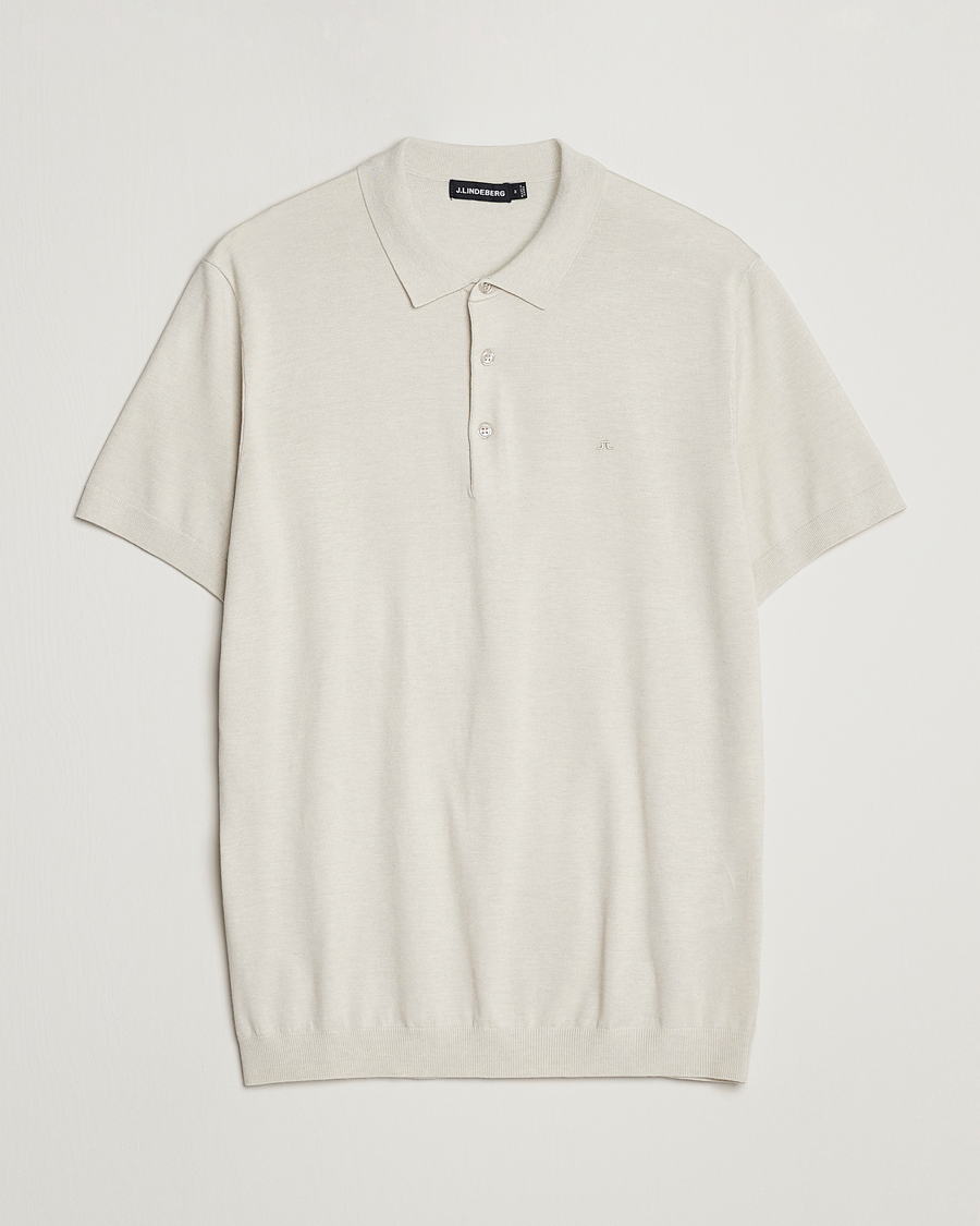 Homme | Polos | J.Lindeberg | Ridge Rayon Silk Polo Light Grey Melange