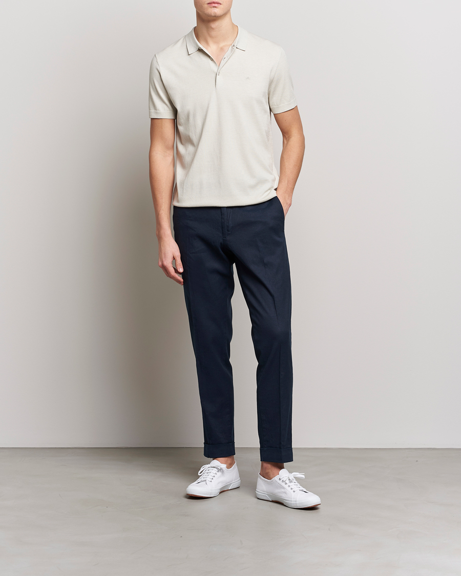 Homme | Polos | J.Lindeberg | Ridge Rayon Silk Polo Light Grey Melange