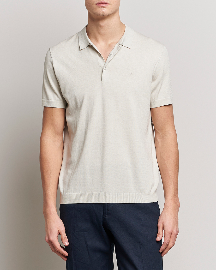Homme | Polos | J.Lindeberg | Ridge Rayon Silk Polo Light Grey Melange