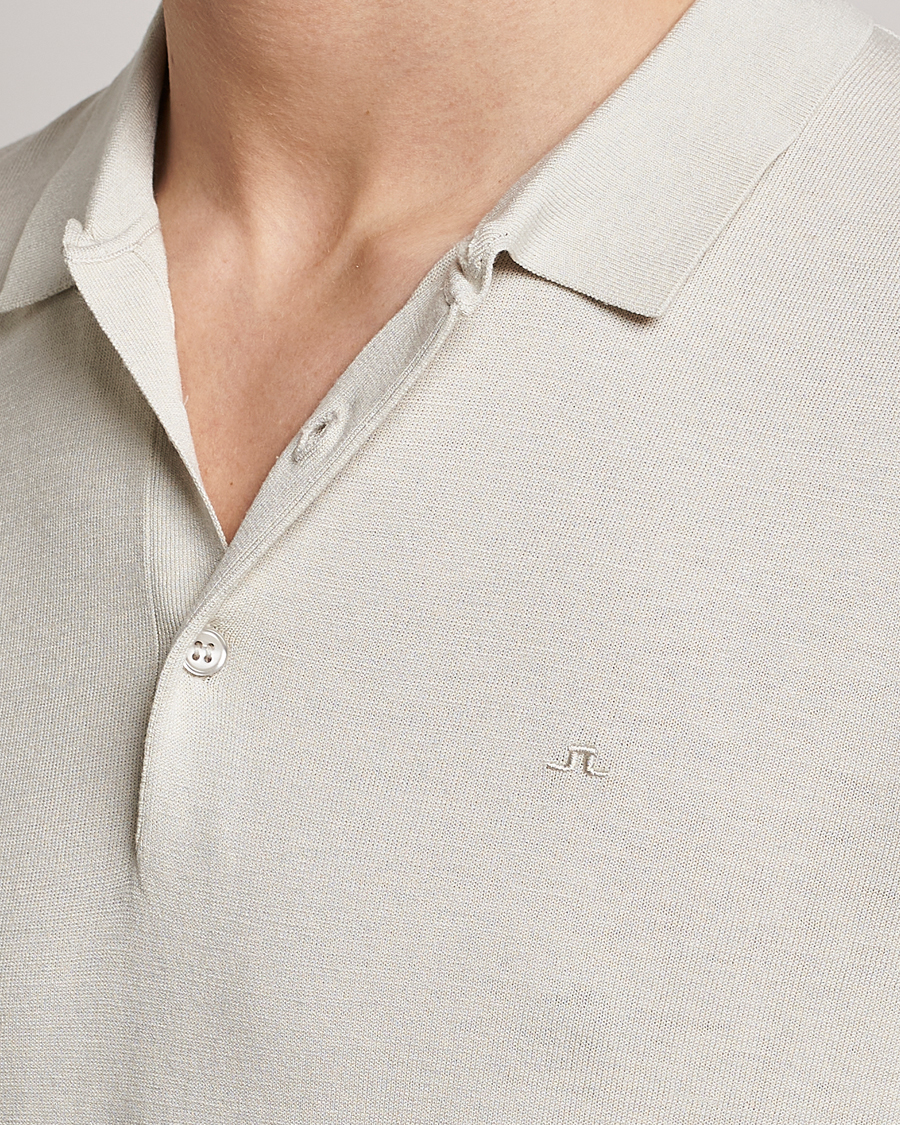 Homme | Polos | J.Lindeberg | Ridge Rayon Silk Polo Light Grey Melange