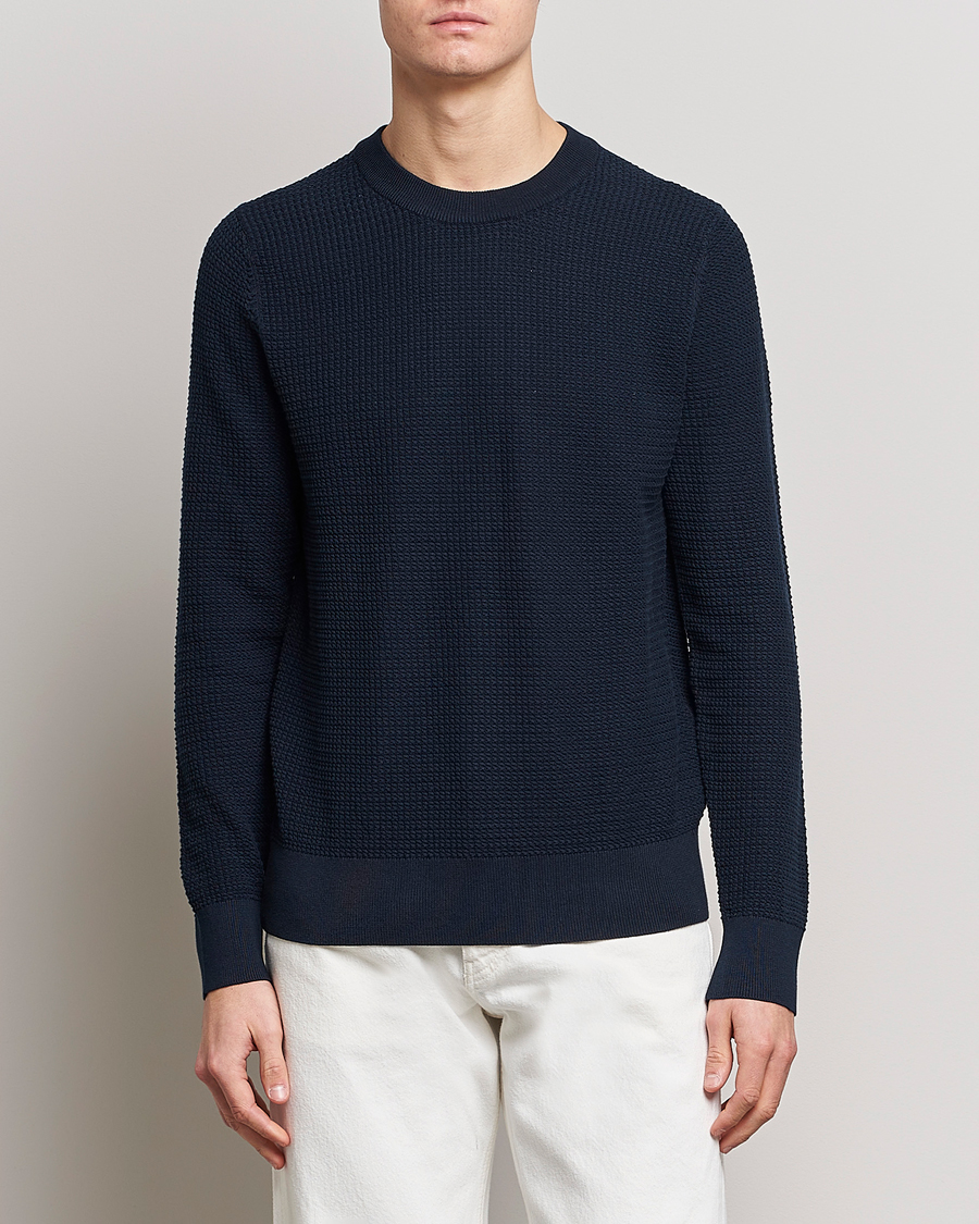 Homme | Pulls Et Tricots | J.Lindeberg | Arthur Structure Organic Cotton Crew Neck Navy