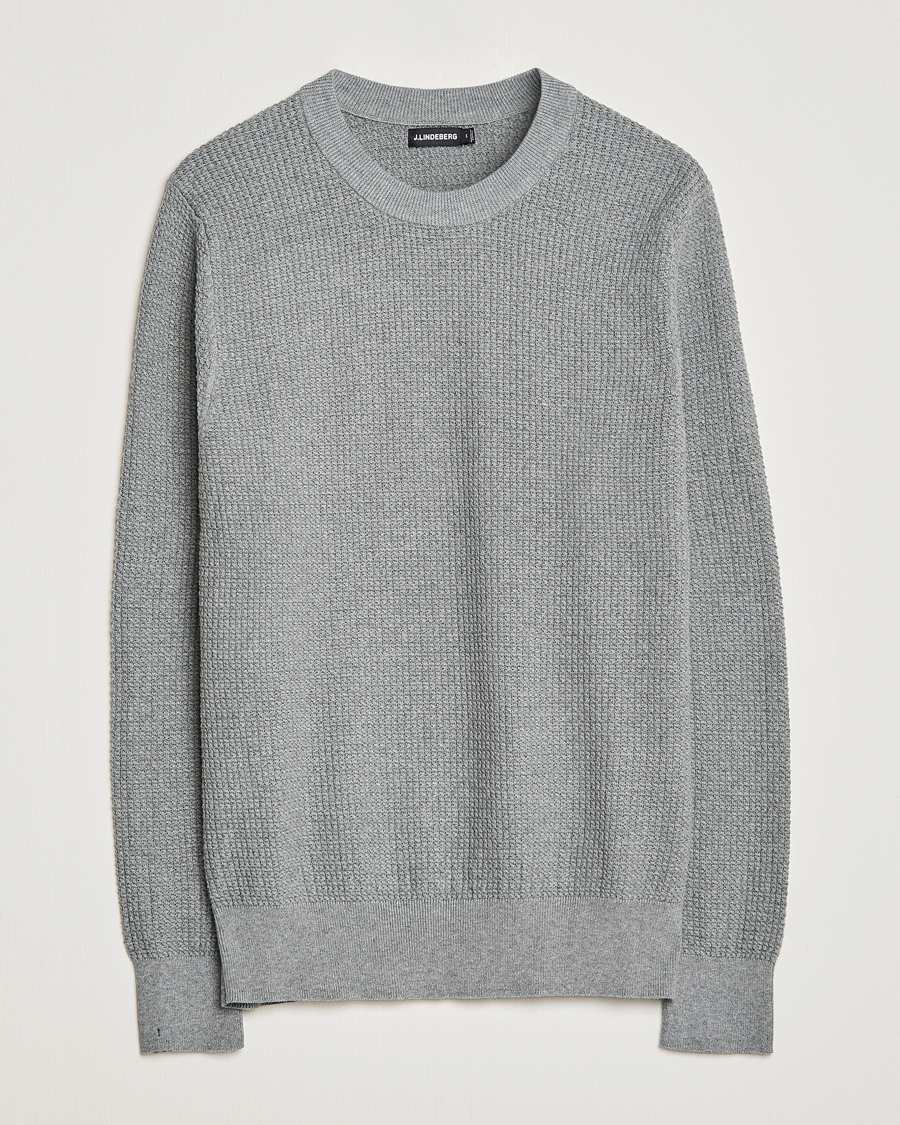 Homme | Pulls Et Tricots | J.Lindeberg | Arthur Structure Organic Cotton Crew Neck Light Grey