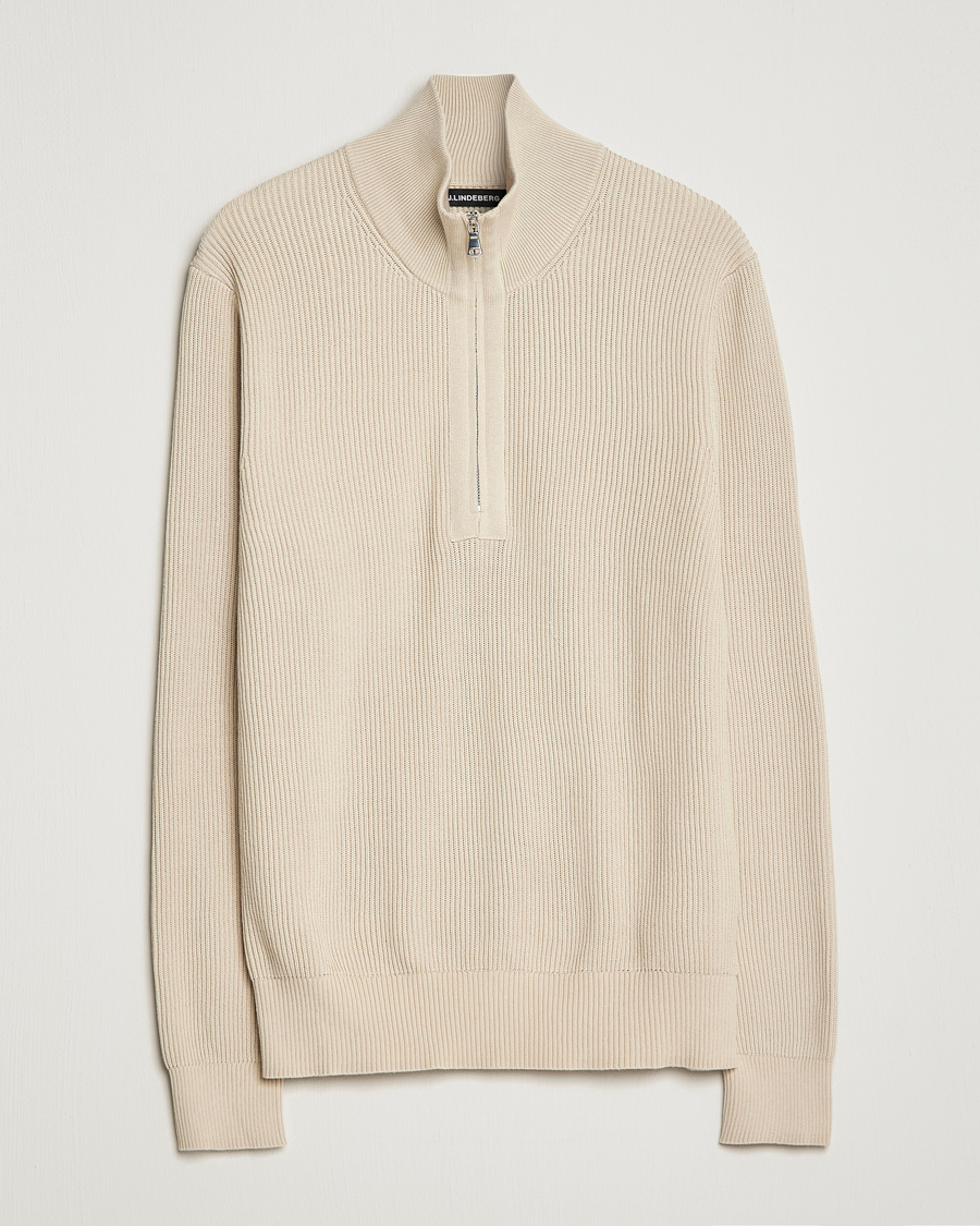 Homme | Pulls Et Tricots | J.Lindeberg | Alex Half Zip Organic Cotton Sweater Turtledove