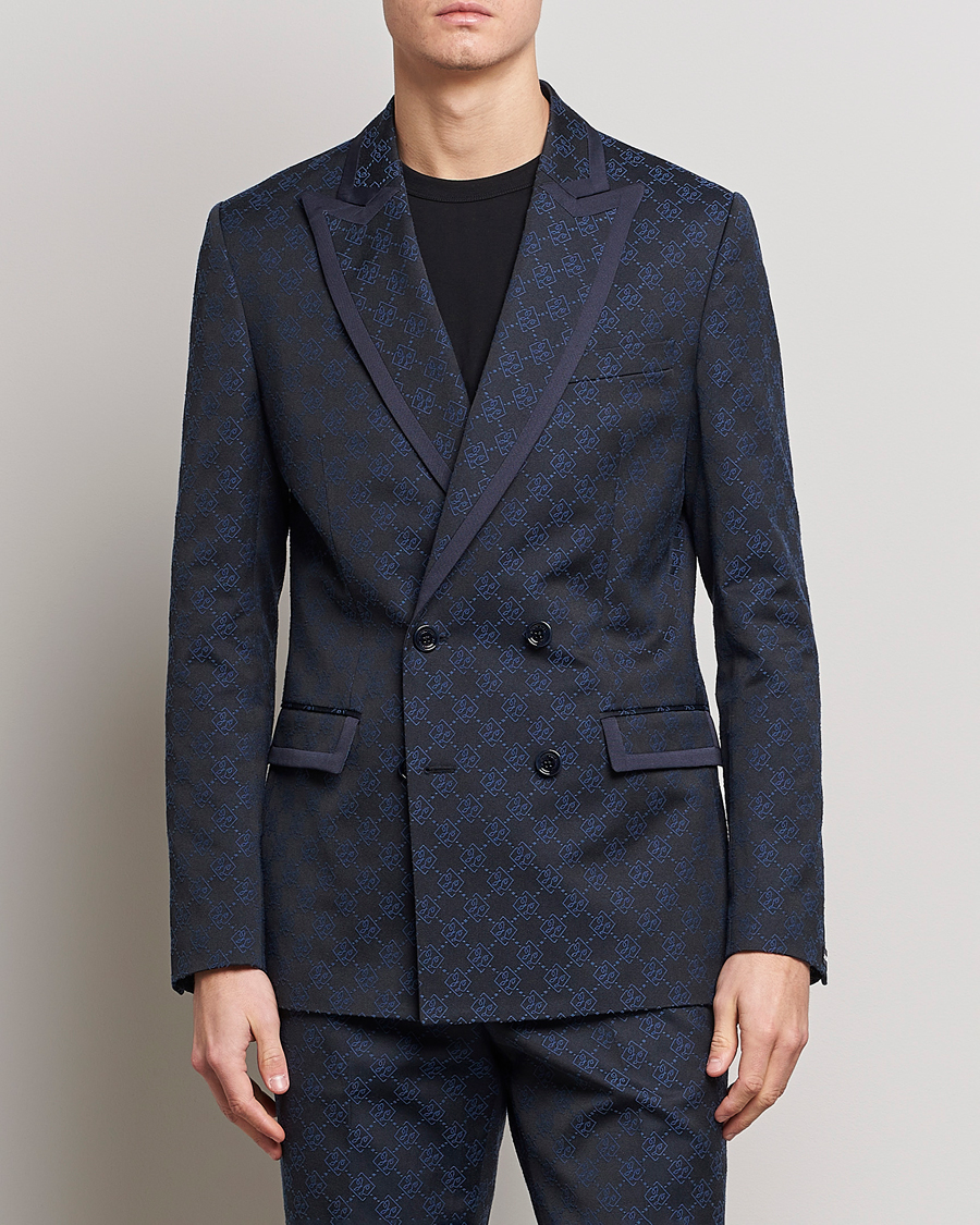 Homme | Blazers | J.Lindeberg | Doryl S JL Jacquard Double Breasted Blazer Navy