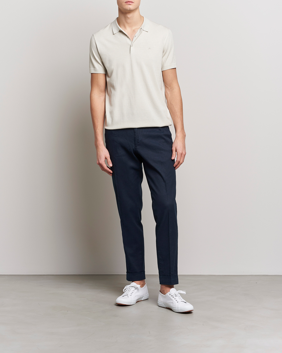 Homme | Pantalons | J.Lindeberg | Grant Stretch Cotton/Linen Trousers Navy